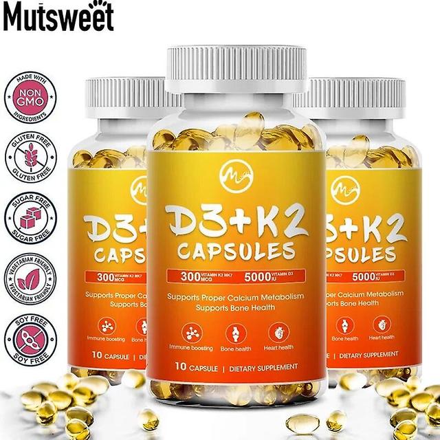 Vitamin D3 K2 Capsules Daily Supplement Gel Supports Healthy Care High Absorption Gluten-Free For AdultsTIB TIB . 120pcs 3Bottles on Productcaster.