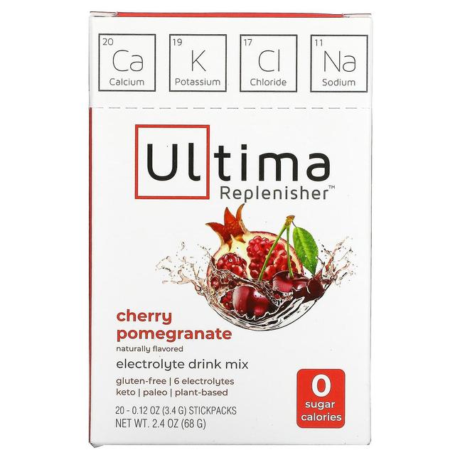 Ultima Replenisher, Electrolyte Drink Mix, Granat wiśniowy, 20 saszetek, 0.12 oz (3.4 g) każdy on Productcaster.