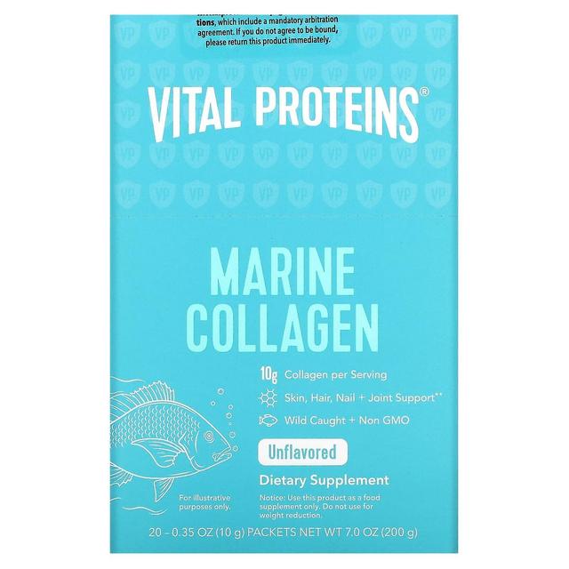 Vital Proteins Vitala proteiner, marint kollagen, smaklöst, 20 paket, 0.35 oz (10 g) vardera on Productcaster.