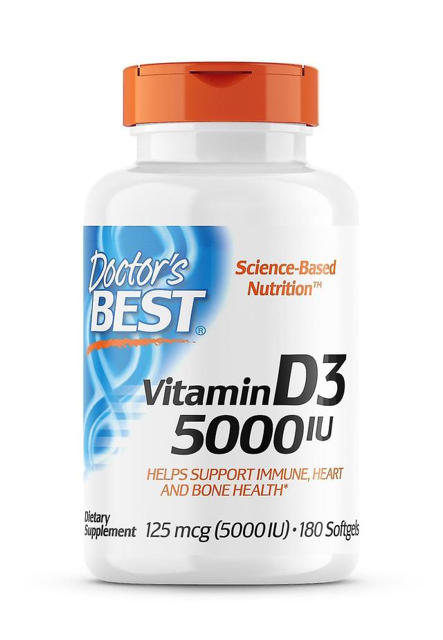 Doctor's Best Vitamin D3 125 mcg (5,000 IU) 180 Softgels LONG on Productcaster.