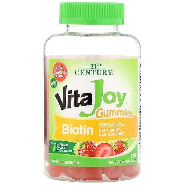 21st Century 2000-talet, VitaJoy Biotin Gummies, Jordgubbssmak, 5 000 mcg, 120 Vegetariska Gummies on Productcaster.