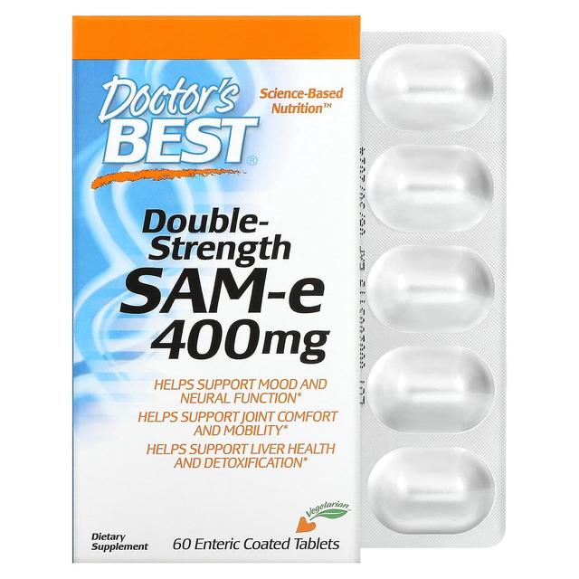 Doctor's Best, SAM-e, Double Strength (Disulfate Tosylate), 400 mg, 60 Enteric Coated Tablets on Productcaster.