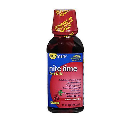 Sunmark Nite Time Cold Flu Liquid, Cherry Flavor 12 oz (Pack of 2) on Productcaster.