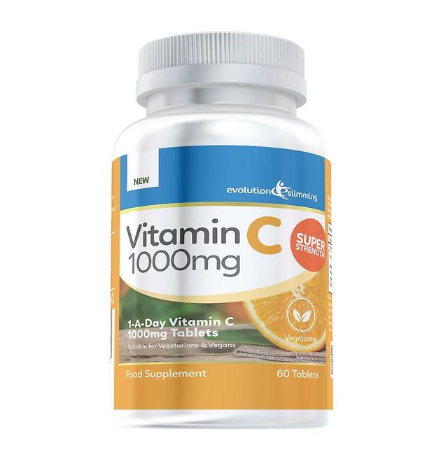 Vitamin C 1000mg Tablets, Suitable for Vegetarians and Vegans - 60 Tablets - Vitamin Supplement - Evolution Slimming on Productcaster.