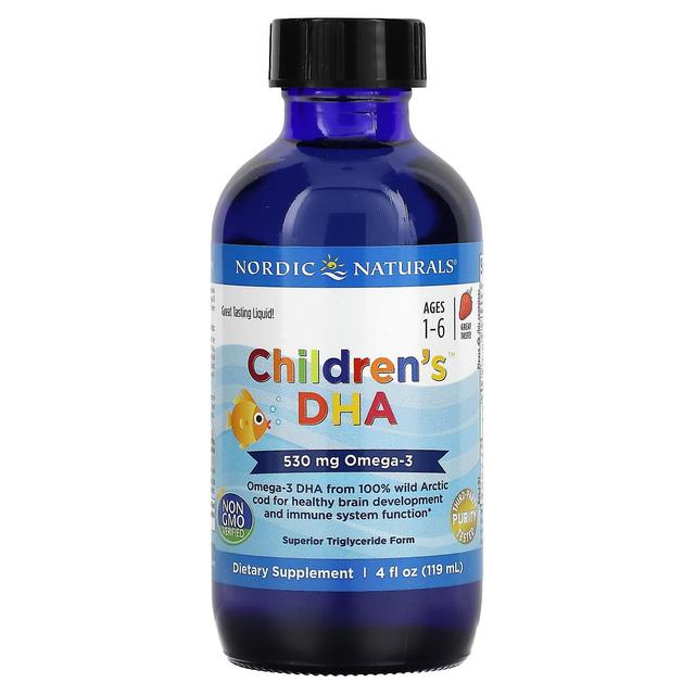 Nordic Naturals, Children's DHA, Ages 1-6, Strawberry, 530 mg, 4 fl oz (119 ml) on Productcaster.