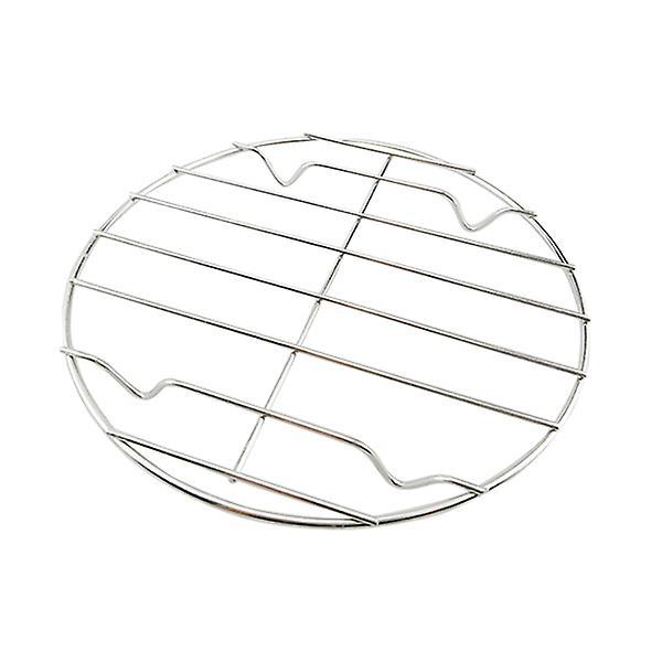 Roestvrij staal vleesnet grillrek rond draagbaar visgroentenrooster pizza bakrek - 20cm (zonder zwarte bakplaat) Zilver Size 1 on Productcaster.