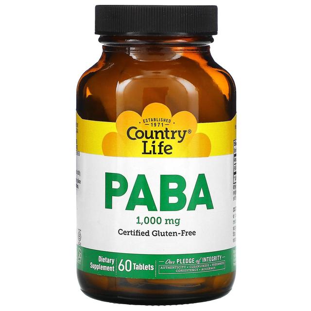 Country Life, PABA, 1.000 mg, 60 tabletek on Productcaster.