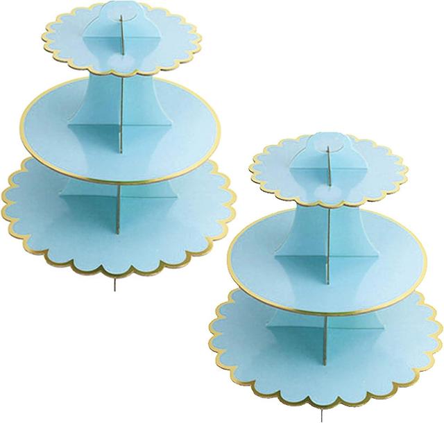 Xhcy Lot De 2 Supports Cupcakes En Carton 3 Tages, Presentoir A Gateau Carton Dcoration Pour Ftes Prnatales, Mariages, Anniversaires (blue) on Productcaster.