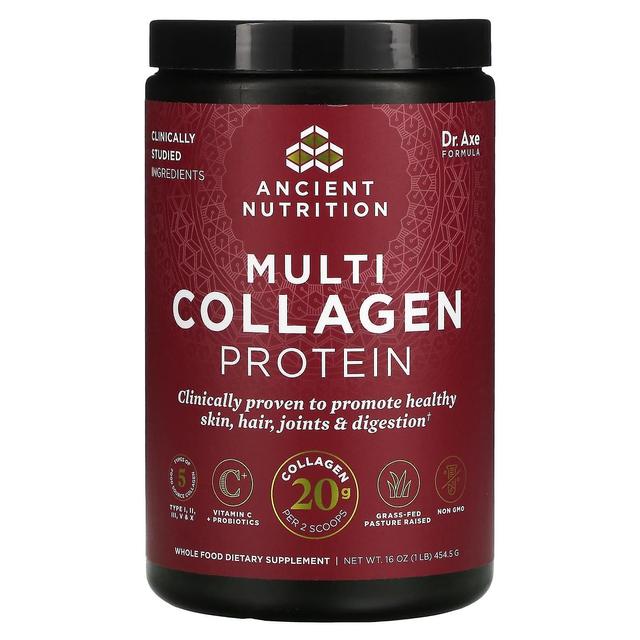 Dr. Axe / Ancient Nutrition Dr. Machado / Nutrição Antiga, Proteína Multi Colágeno, 1 lb (454,5 g) on Productcaster.