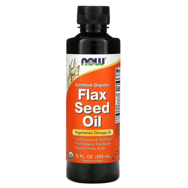 NOW Foods, Certified Organic, Flax Seed Oil, 12 fl oz (355 ml) on Productcaster.