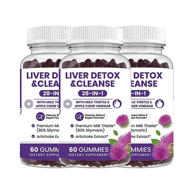 3 Pack Liver Cleanse Detox & Repair Gummies Recipe - Supplemento di supporto del fegato a base di erbe: cardo mariano, estratto di carciofo, dente ... on Productcaster.