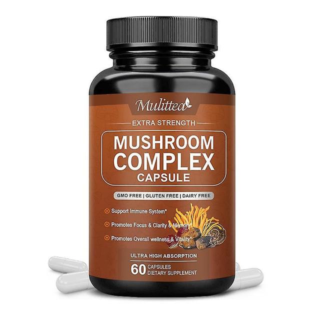 Visgaler 10 Mushroom Complex Supplement For Nootropic Brain Memory & Focus Immune Booster Natural Energy & Stress Relief 60 90p 60capsules on Productcaster.