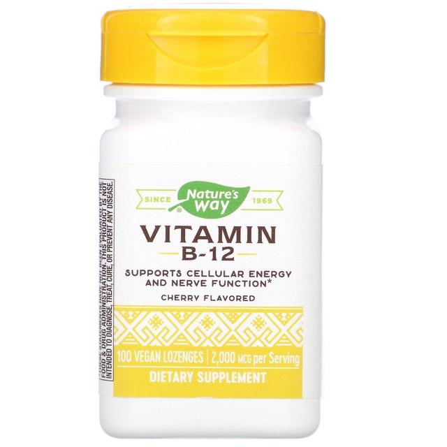 Nature's Way, Vitamin B-12, Cherry Flavored, 2,000 mcg, 100 Vegan Lozenges on Productcaster.