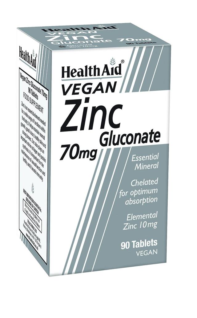 Health Aid Zinc Gluconate 70mg (10mg elemental Zinc), 90 Tablets on Productcaster.