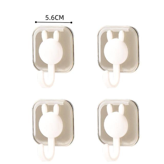 Scacv Cute Bunny Adhesive Hook Heavy Duty No Marks Kitchen Hook No Drilling No Nails Towel Hanging Hook Gray White 4pcs on Productcaster.