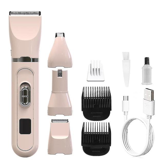 4 en 1 Pet Grooming Clippers Professional Dog Hair Trimmer Set Lcd Display Pet Hair Shaver Rosa on Productcaster.