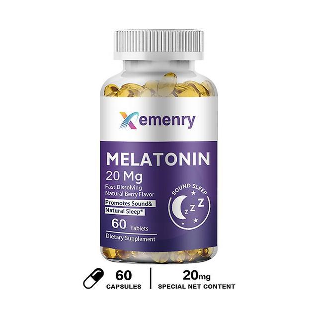 Vorallme Xemenry Melatonin Softgels Natural Berry Flavor Non-gmo, Gluten Free Helps You Fall Asleep Faster For Longer Deep Sleep 60 capsules on Productcaster.