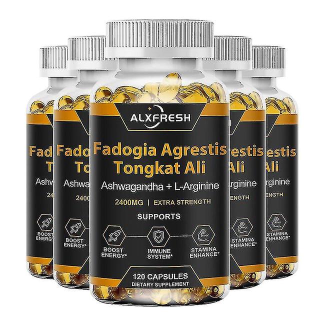 Hu Fadogia Agrestis & Tongkat Ali Capsule Boosts Testosterone Levels Supports Stamina & Energy Extra Strength Men's Health Hu 5 Bottles 120PCS on Productcaster.