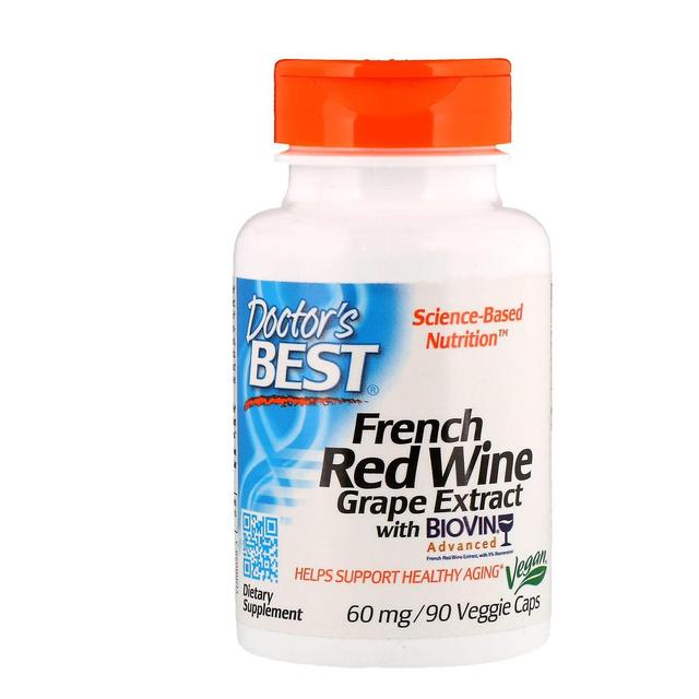 Doctor's Best Doctor's Mejor, Extracto de Uva de Vino Tinto Francés, 60 mg, 90 Tapas Vegetales on Productcaster.