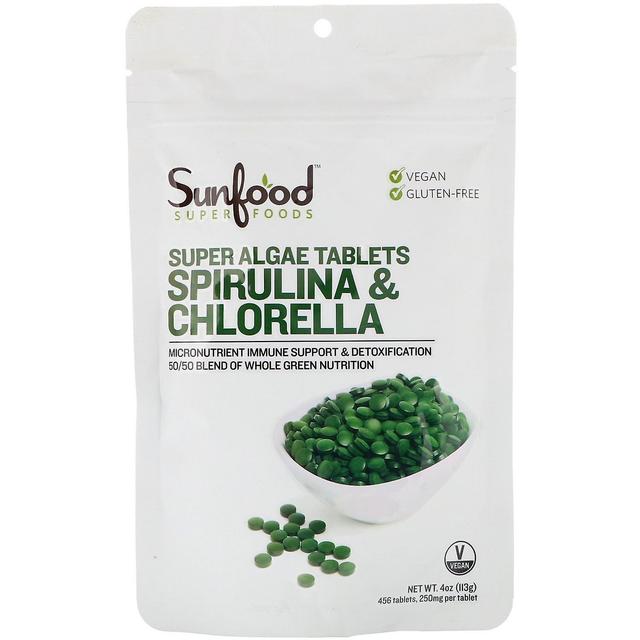 Sunfood, Spirulina & Chlorella, Super Algae Tablets, 250 mg, 456 Tablets on Productcaster.