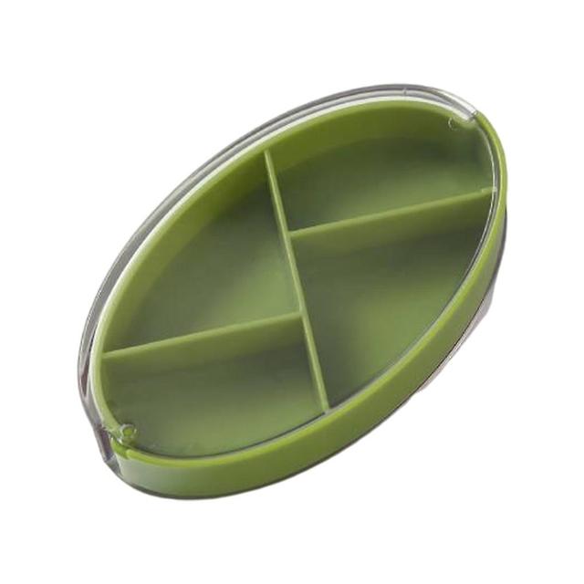 Pill Box Portable Rotatable 4 Lattices Tablet Sealed Dispenser Sugar Green on Productcaster.