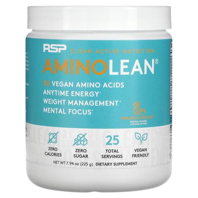 RSP Nutrition, AminoLean, 5 g Aminoacidi Vegani + Anytime Energy, Ananas Cocco, 7.94 oz (225 g) on Productcaster.