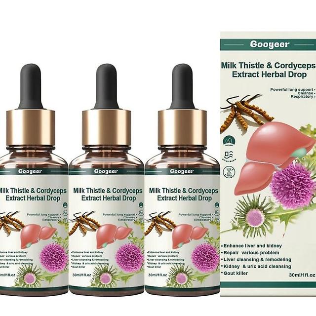 Milk Thistle & Cordyceps Liquid Drops, Liver Support For Liver And Kidney Cleanse Detox & Repair, Herbal Extract 3pcs on Productcaster.