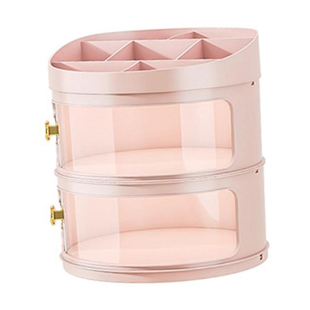 Transparent Round Makeup Perfume Organizer - Large Capacity Dustproof Cosmetic Display Case with Lid on Productcaster.