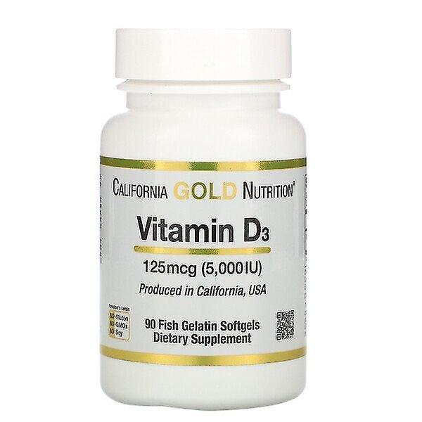 California Gold Nutrition, Vitamina D3, 125 mcg (5.000 UI), 90 Gelatina di pesce Softgel on Productcaster.