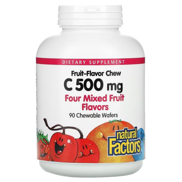 Natural Factors, Fruit-Flavor Chew Vitamin C, Four Mixed Fruit Flavors, 500 mg, 90 Chewable Wafers on Productcaster.