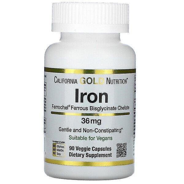 California Gold Nutrition, Ferrochel Iron (Bisglycinate), 36 mg, 90 Veggie Capsules on Productcaster.