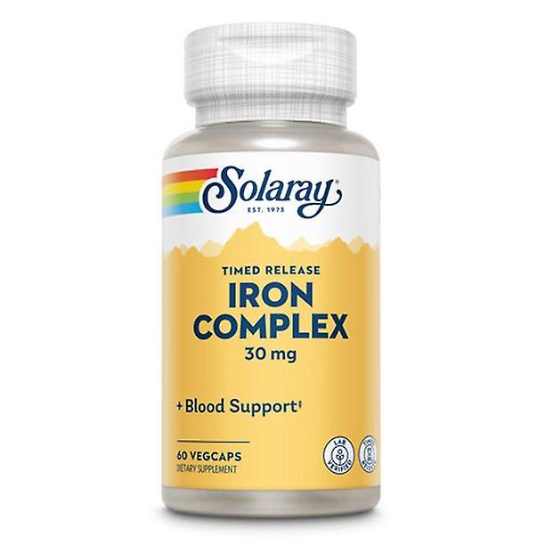 Solaray iron complex, timed release, healthy circulation, red blood cell & cardiovascular support, 60 serv, 60 vegcaps on Productcaster.