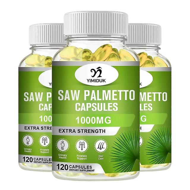 Sofirn Saw Palmetto Supplement - Promotes Men's Prostate Health - Blocks DHT and Prevents Hair Loss Gluten Free Non-GMO 120 Capsules 3 Bottles 120 pcs on Productcaster.