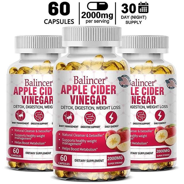 Sofirn Balincer Apple Cider Vinegar Supplement 2000mg Supports Healthy Weight Management Healthy Diet Supplement 60 count-3 bottle on Productcaster.