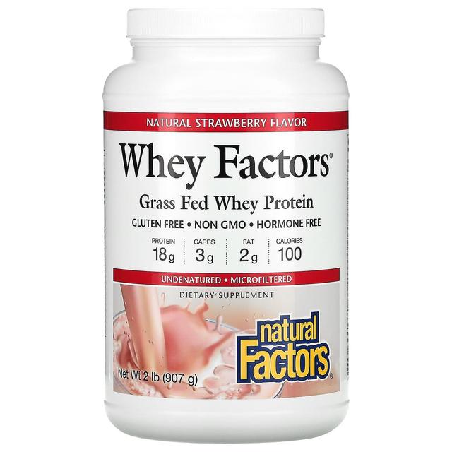 Natural Factors, Whey Factors, Grass Fed Whey Protein, Natural Strawberry, 2 lb (907 g) on Productcaster.