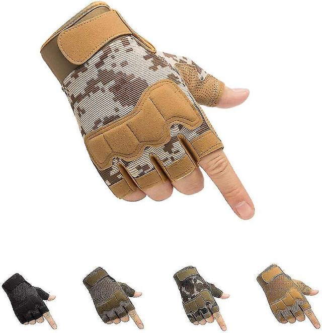 (L)Gants Tactiques sans Doigts ,Marron , Gants Militaires de Plein air Lgers, Respirants et Protecteurs pour Le Tir, la Chasse, la Coto, l'escalad on Productcaster.