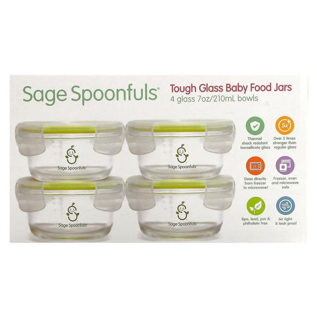 Sage Spoonfuls Łyżki szałwii, twarde szklane słoiki na żywność dla niemowląt, 4 opakowania, 7 uncji (210 ml) każdy on Productcaster.