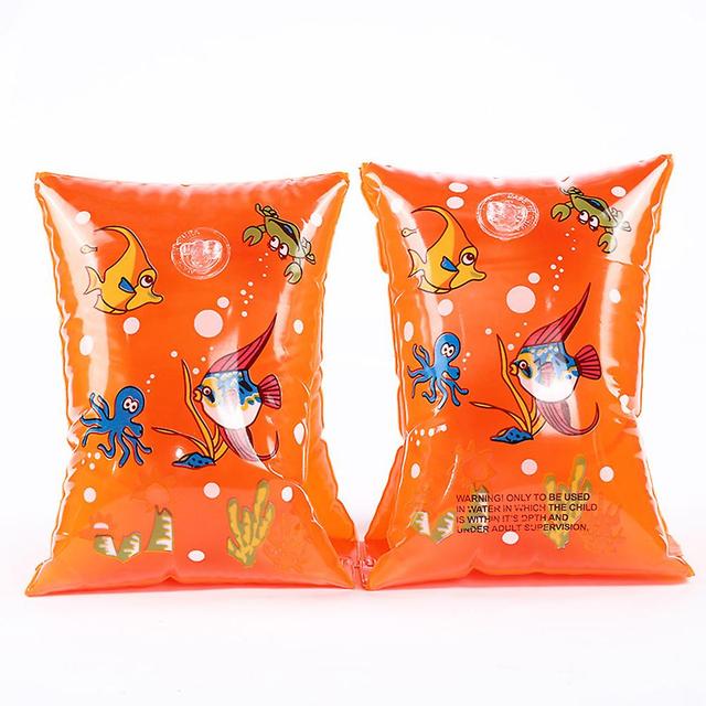 Children Inflatable Arm Rings Clear Floating Swimming Arm Sleeves Water Toys Dark Orange Large Size on Productcaster.