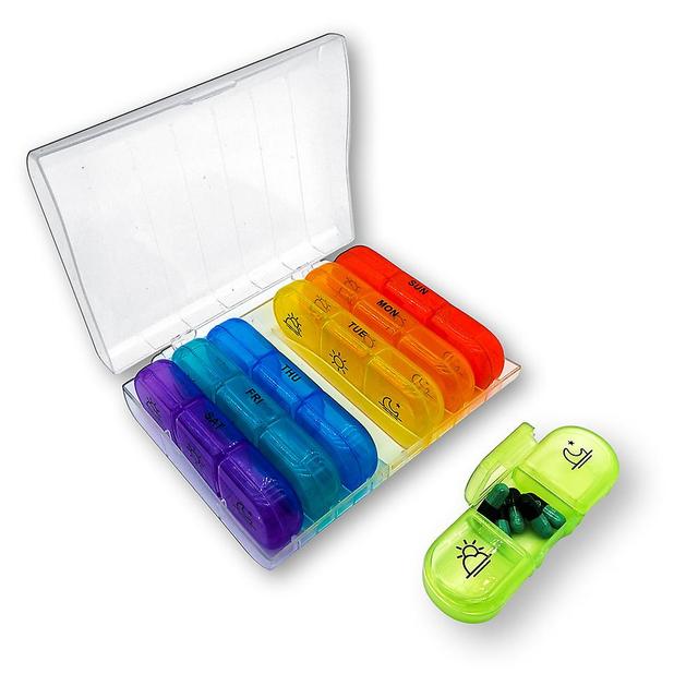 Jimonzi Pill Box 7 Days Organizer 21 Grids 3 Times One Day Portable Travel With Large Compartments For Vitamins Medicine Fish Oils Colorful on Productcaster.