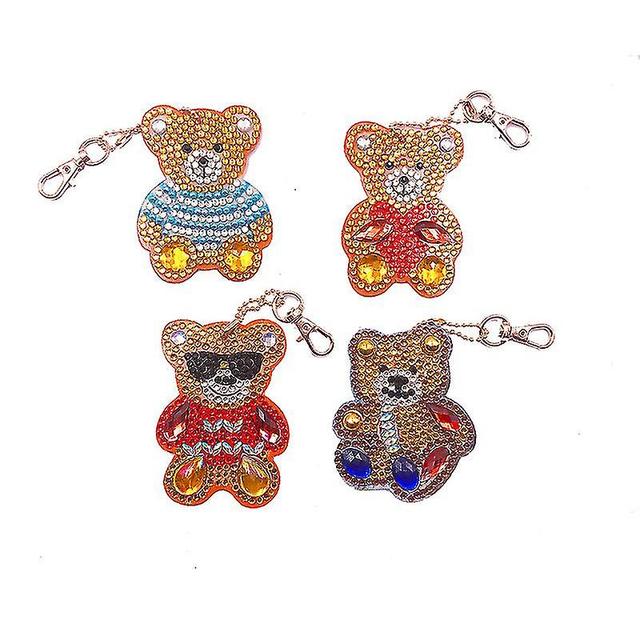 Quatre pices ours bricolage diamant peinture porte-cls eau diamant peinture broderie porte-cls double face diamant pendentif artisanat eau diamant on Productcaster.