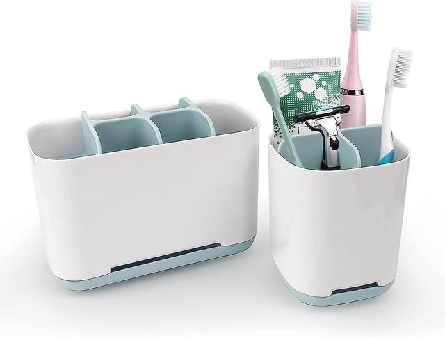 Porte Brosse A Dent, 2 Pices Plastique Rangement Brosse A Dent, Toothbrush Holders Pour Tous Les Types De Dentifrice Et Brosse Dents (blanc, Bleu) on Productcaster.