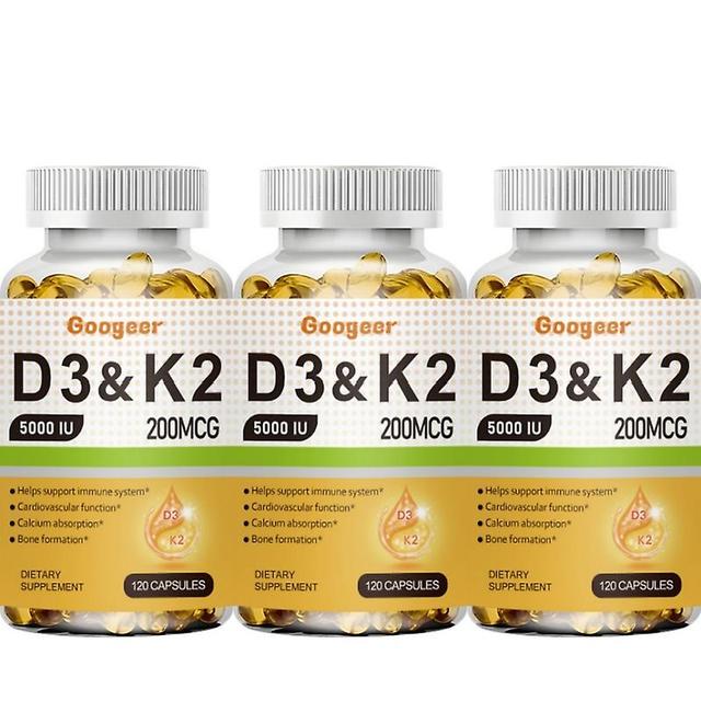 Vitamin D3 K2 Capsules 5000iu Vitamin D3 200mcg K2 Support Teeth Bone Heart Health Joint Health 3bottles on Productcaster.