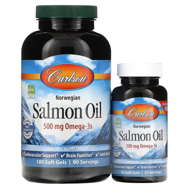 Carlson, Norwegian, Salmon Oil, 250 mg, 180 + 50 Soft Gels on Productcaster.