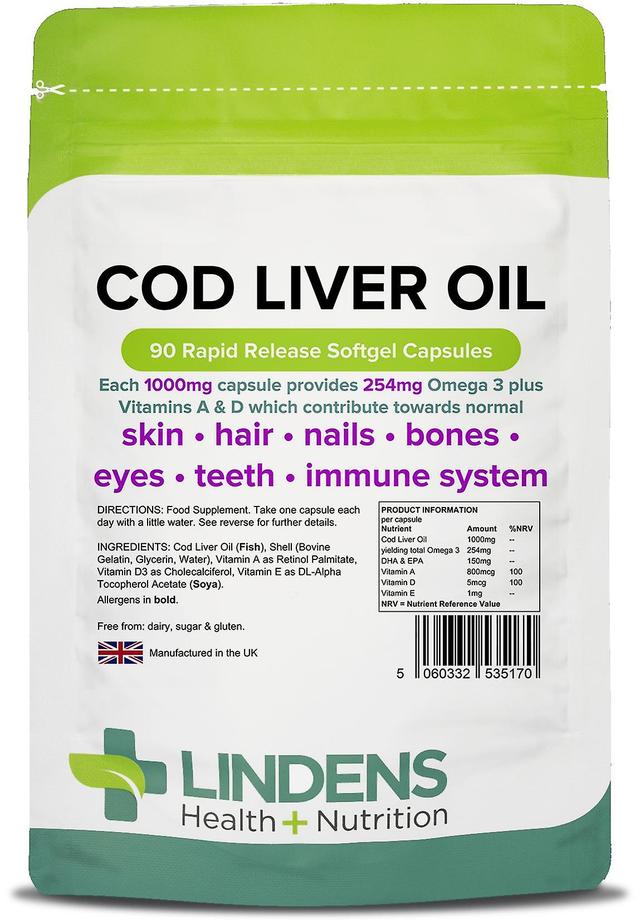 Lindens Cod Liver Oil 1000mg - 90 Capsules on Productcaster.