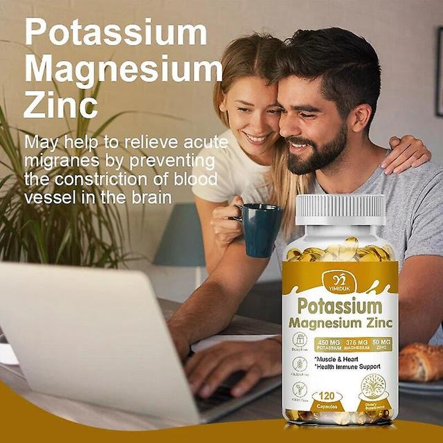 Visgaler Magnesium Potassium Zinc Capsule Relieve Twitches, Tremors, Muscle Cramps, Extreme Fatigue And Headaches Regulate Sleep 3 Bottles 120pcs on Productcaster.