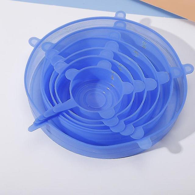 Lot de 6 couvercles extensibles en silicone pour couvercles de bol [bleu, rond] - Couvercles extensibles miracles rutilisables pour tasses, micro- on Productcaster.