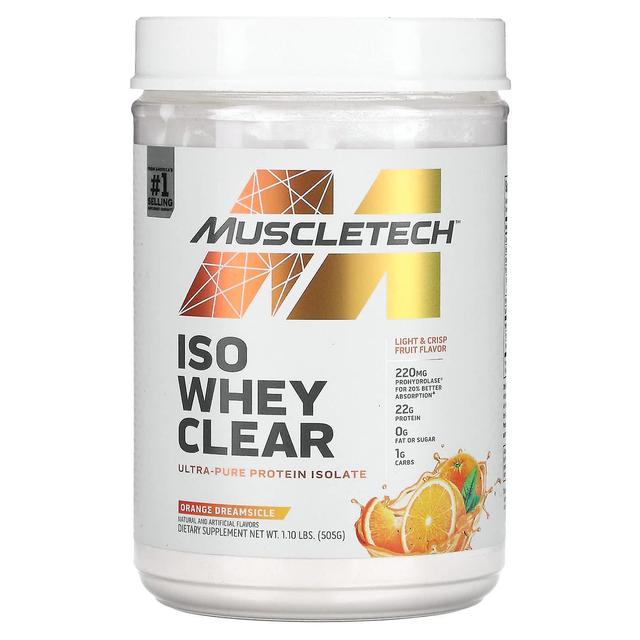 MuscleTech, ISO Whey Clear, Ultrareines Proteinisolat, Orange Dreamsicle, 505 g (1,1 lbs) on Productcaster.