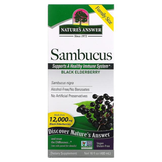 Nature's Answer Réponse de la nature, Sambucus, Sureau noir, 12 000 mg, 16 fl oz (480 ml) on Productcaster.