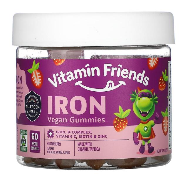 Vitamin Friends Vitamin venner, jern veganske gummier, jordbær, 60 pektin gummier on Productcaster.