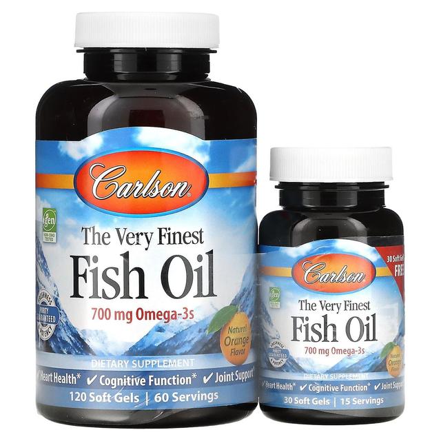 Carlson, The Very Finest Fish Oil, Natural Orange, 350 mg, 120 + 30 Free Soft Gels on Productcaster.